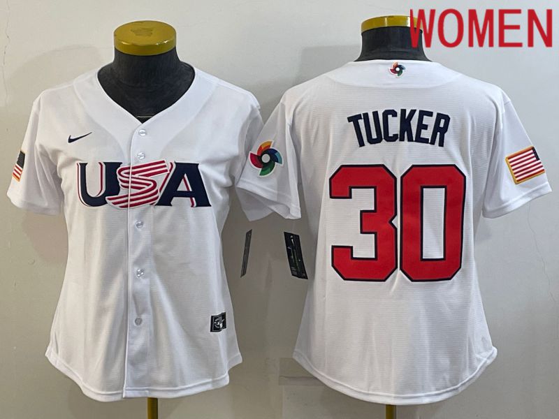 Women 2023 World Cub USA #30 Tucker White Nike MLB Jersey7->youth mlb jersey->Youth Jersey